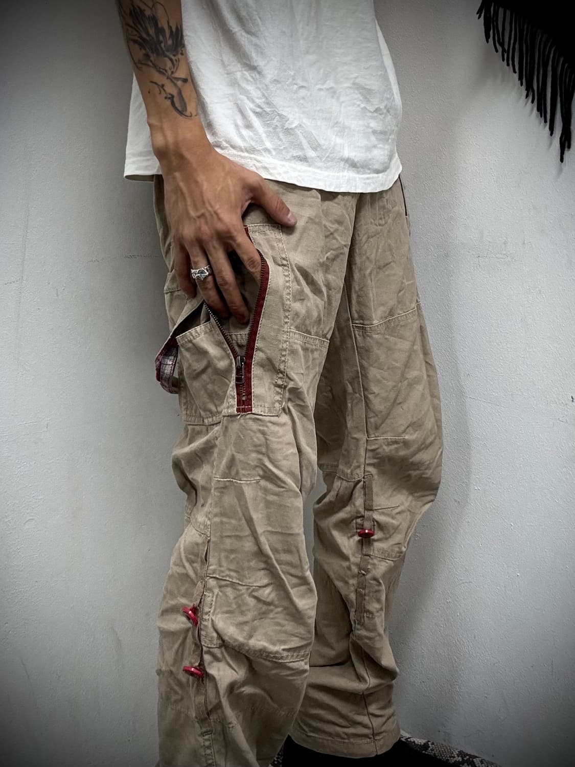 “Vintage” Y2K Mood Check Detail Cargo Be 상품이미지9