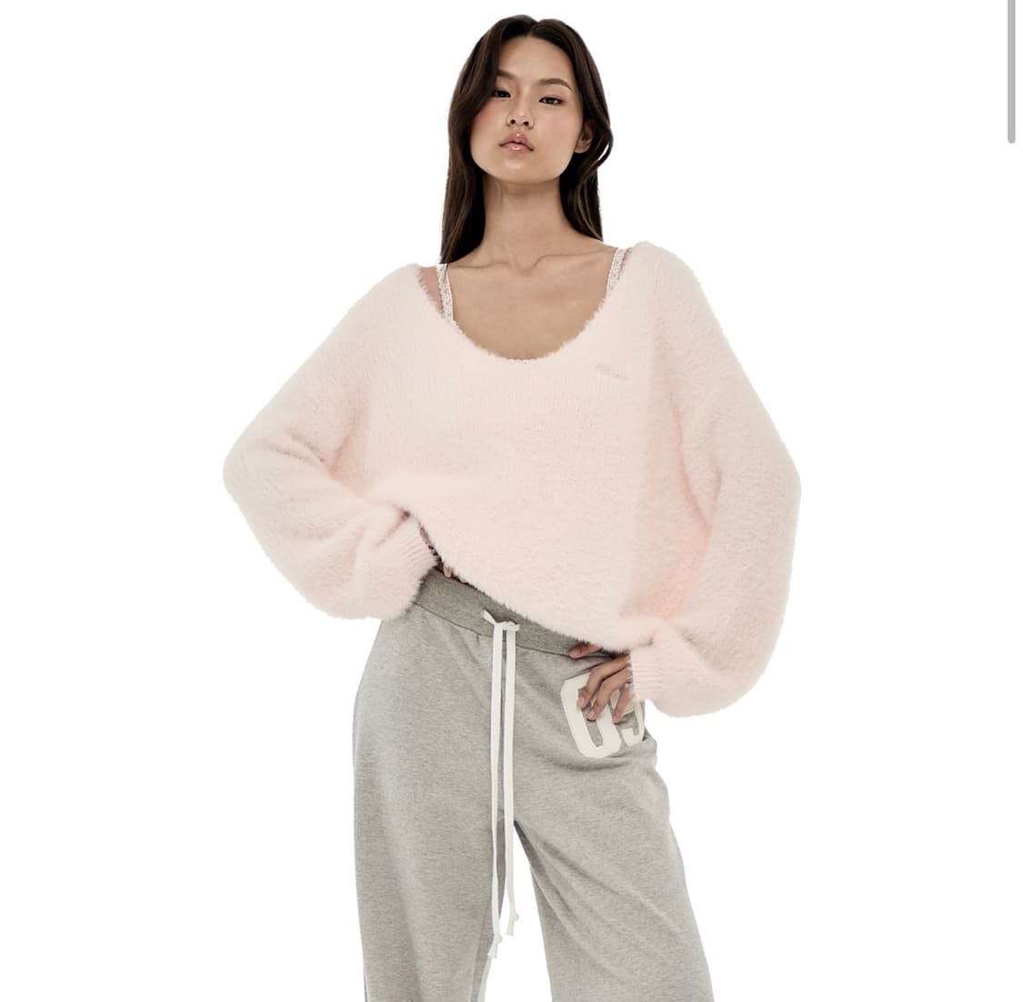 클리시어 Sherbet furry ribbon knit, Pink 상품이미지1