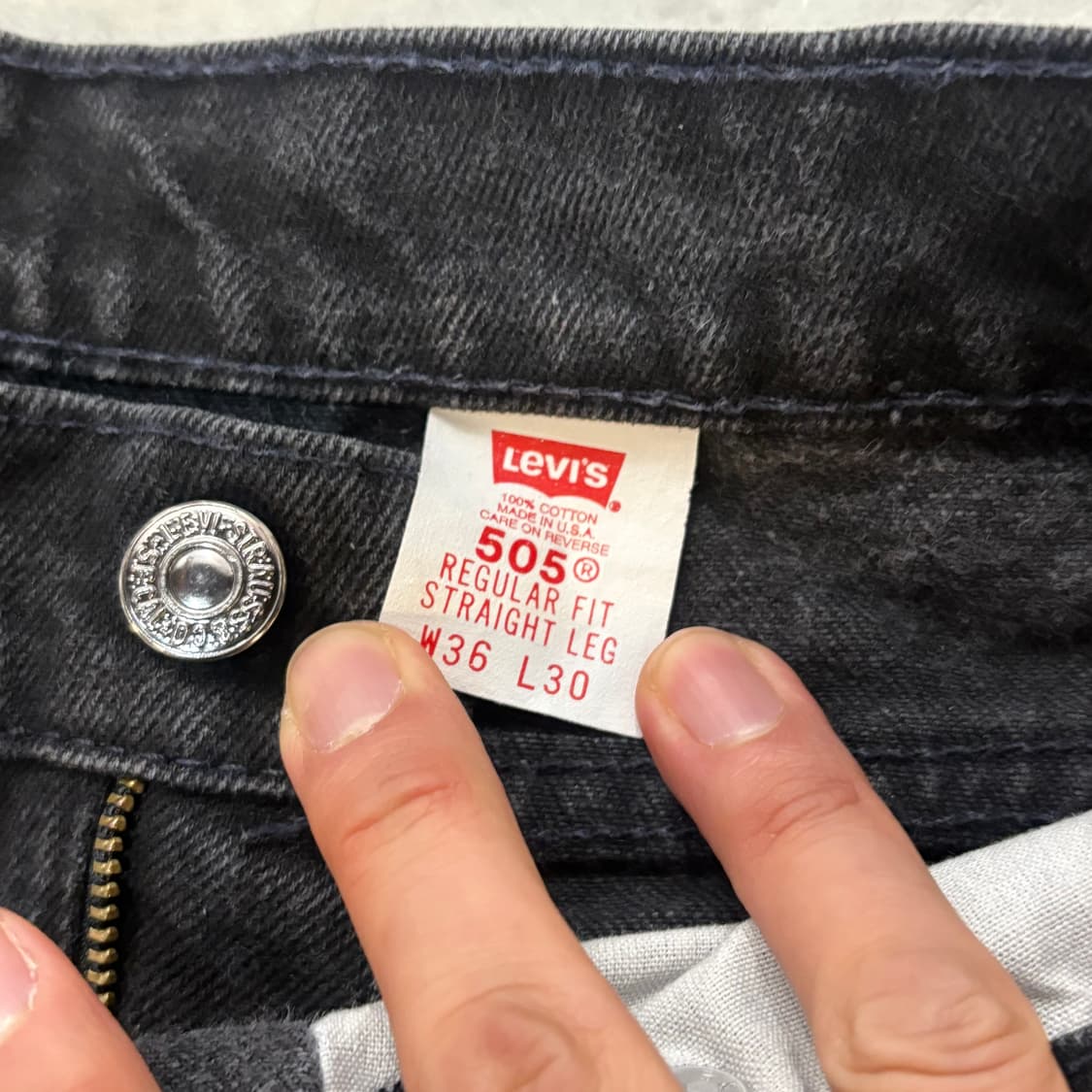 90s USA🇺🇸 리바이스 505 오렌지 탭 블랙 흑청 상품이미지4