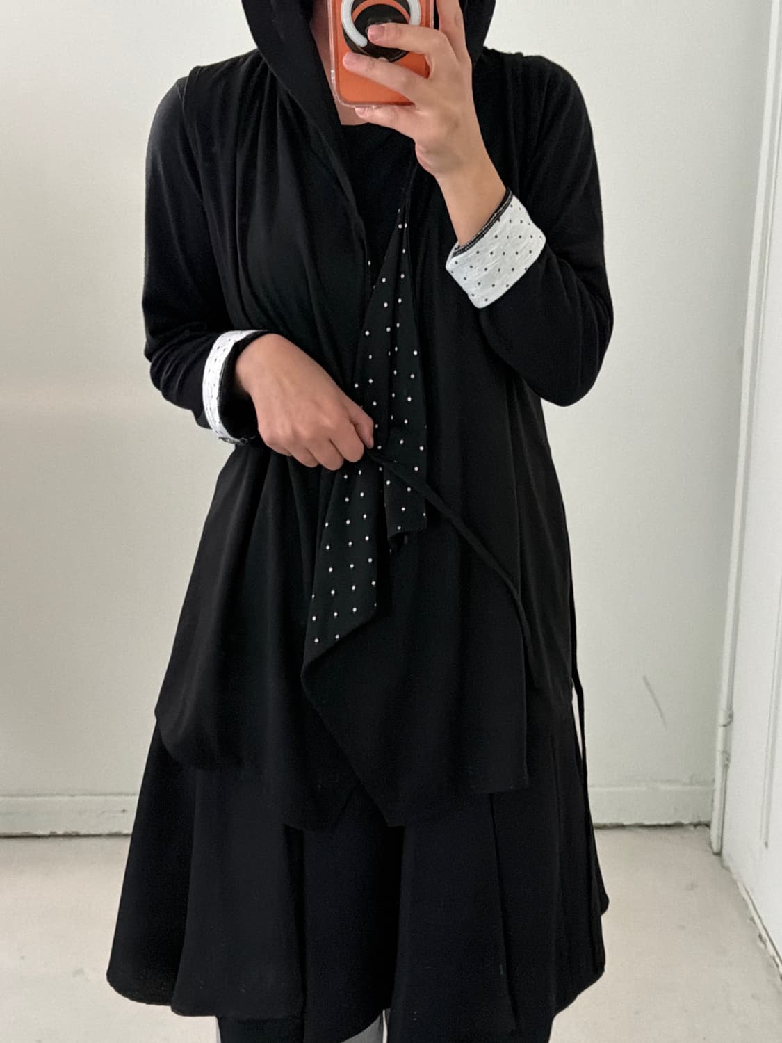 일본빈티지 도트 후드 베스트 상품이미지4