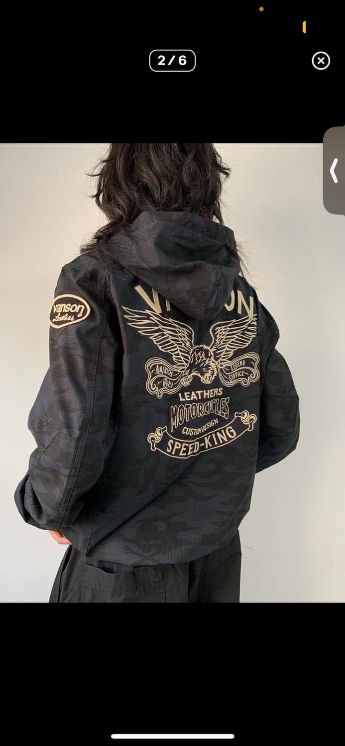 밴슨 레더 스컬 카모 매쉬 자켓 상품이미지2