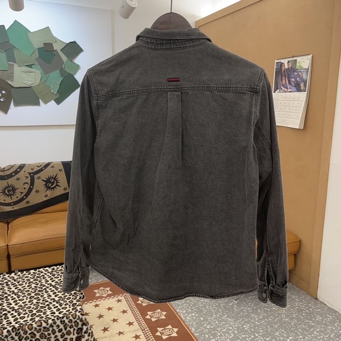 푸부 올드스쿨 레트로 스트릿 흑청 데님셔츠 90 C09556 상품이미지4