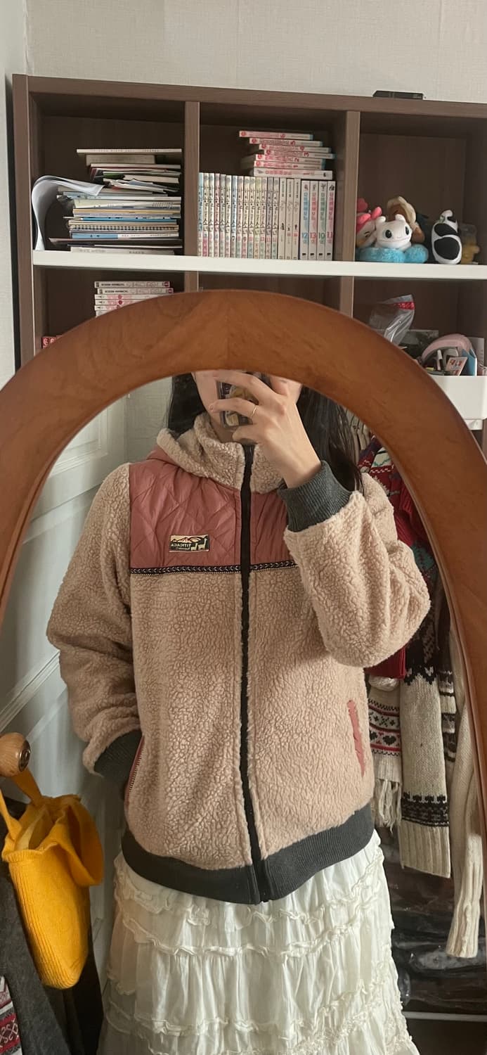 모리걸 빈티지 티티카카 핑크 배색 플리스 자켓 💗💛 상품이미지5