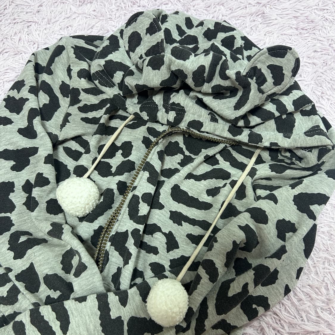 빈티지 갸루 곰돌이 귀 폼폼 후드집업 팝니다 상품이미지2