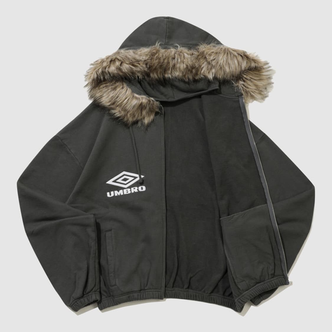 구해요)) 엄브로 X 슬램잼 퍼 마스크 후드 집업 다크 그레이 상품이미지1