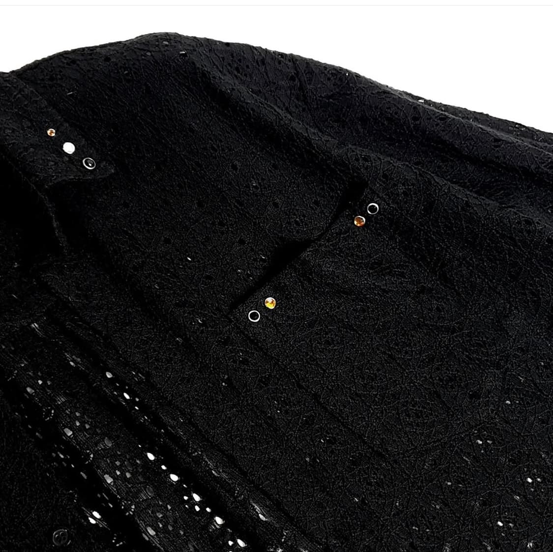 Michisiru gems 크로셰 셔츠 (Black) 상품이미지2