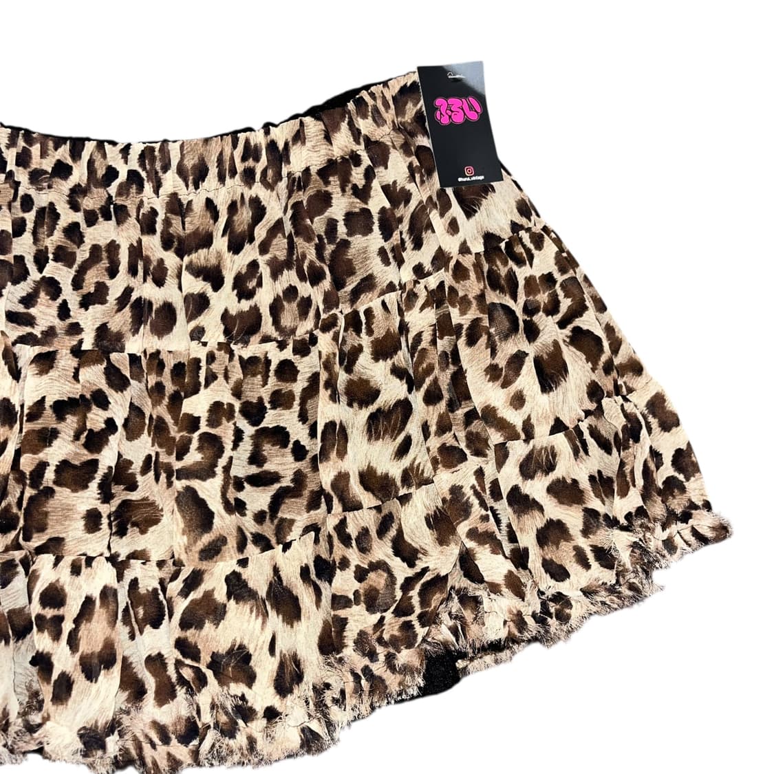 리버시블 호피 레이스 밴딩 캉캉 스커트 갸루y2k키치 상품이미지4