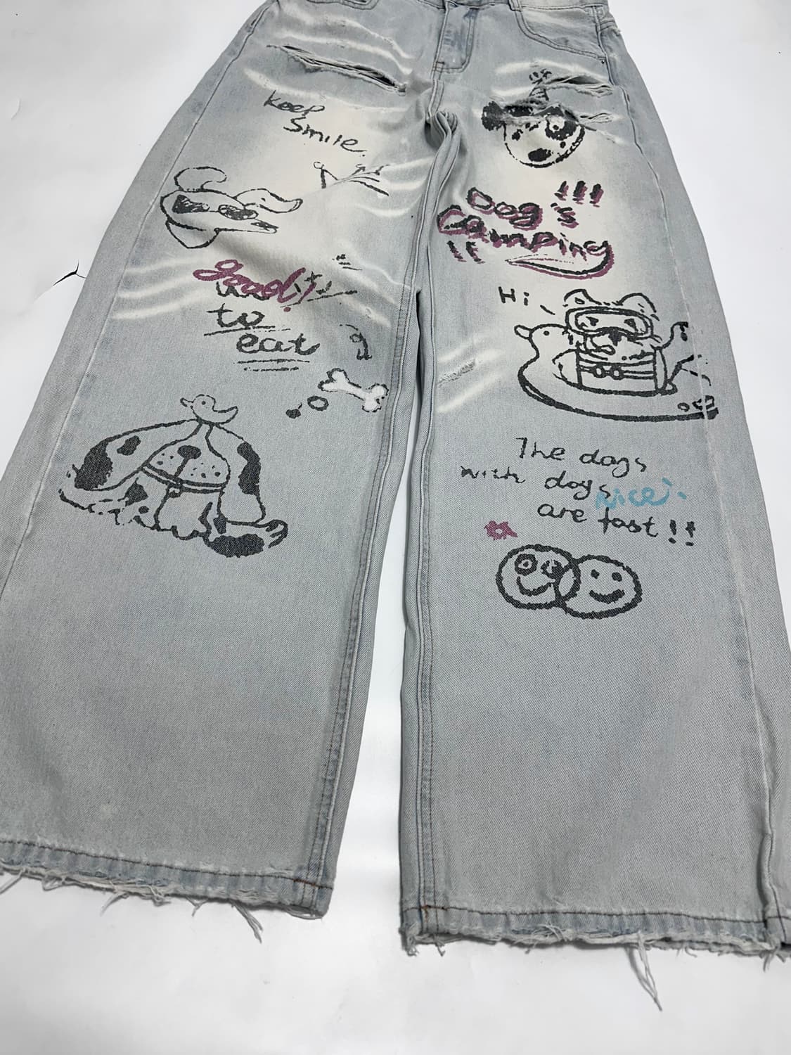 빈티지 워싱 프린팅 하이웨스트 데님팬츠 상품이미지4