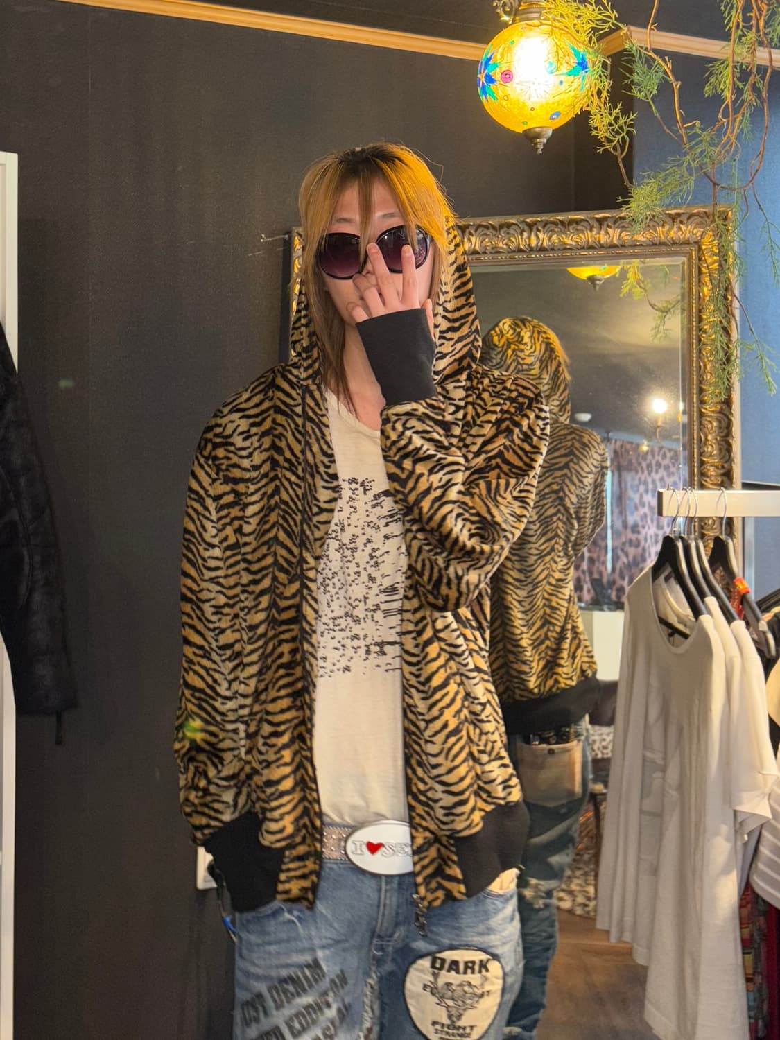 Leopard fur zip-up hood 상품이미지2