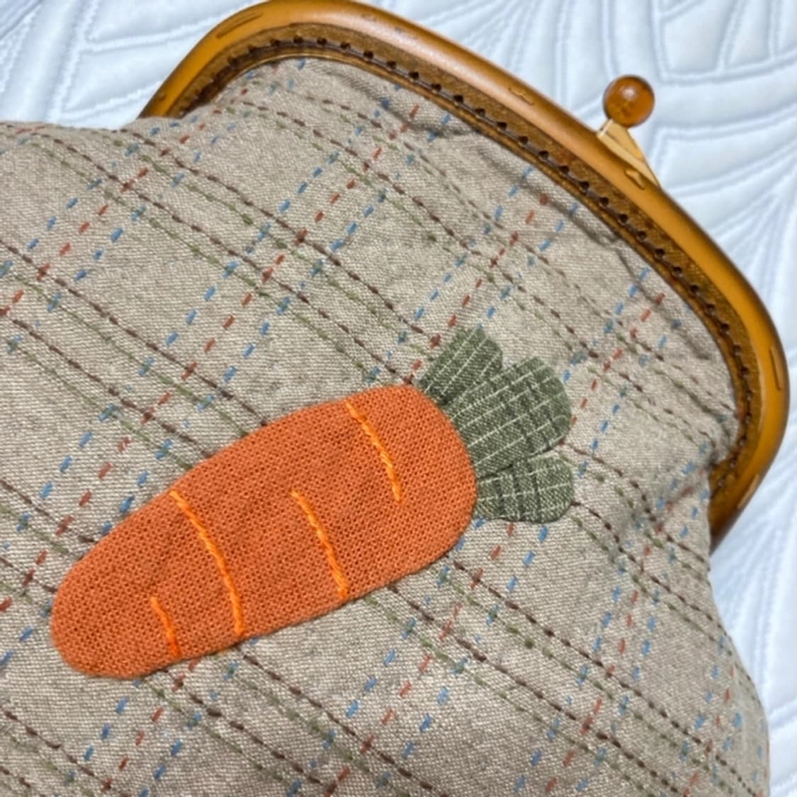 핸드메이드 당근 아플리케 고급 일제퀼트원단 미니 프레임백 파우치 퀼트백 상품이미지6