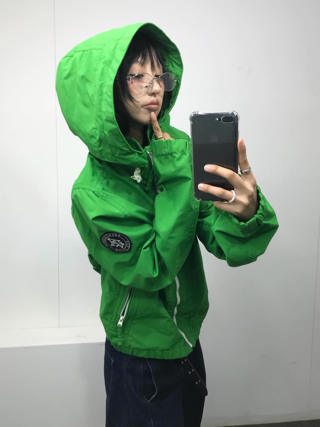 아베크롬비 그린 하이넥 후드 바람막이 상품이미지7