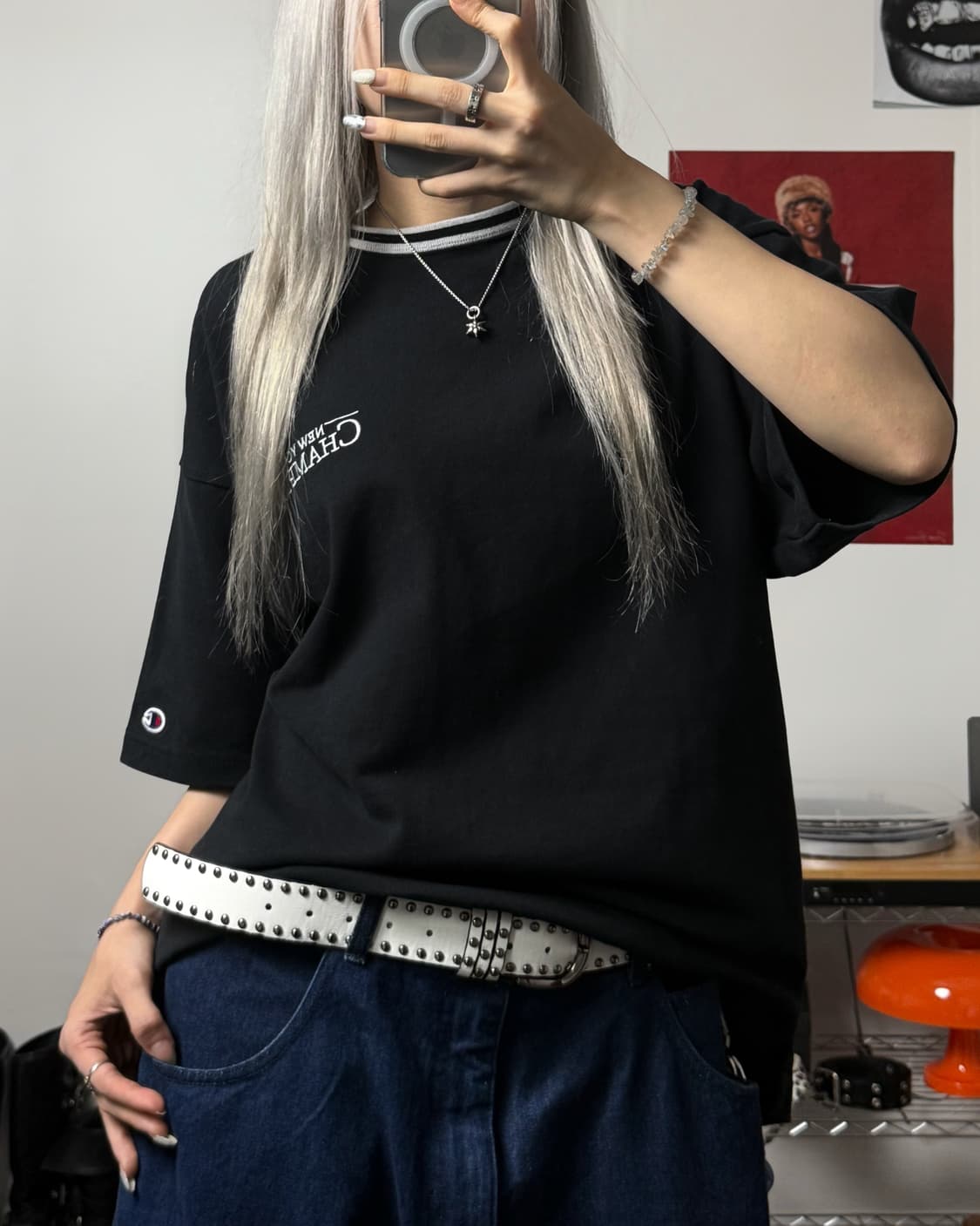 챔피온 재팬라인 00s 블랙 헤비 티셔츠 상품이미지1