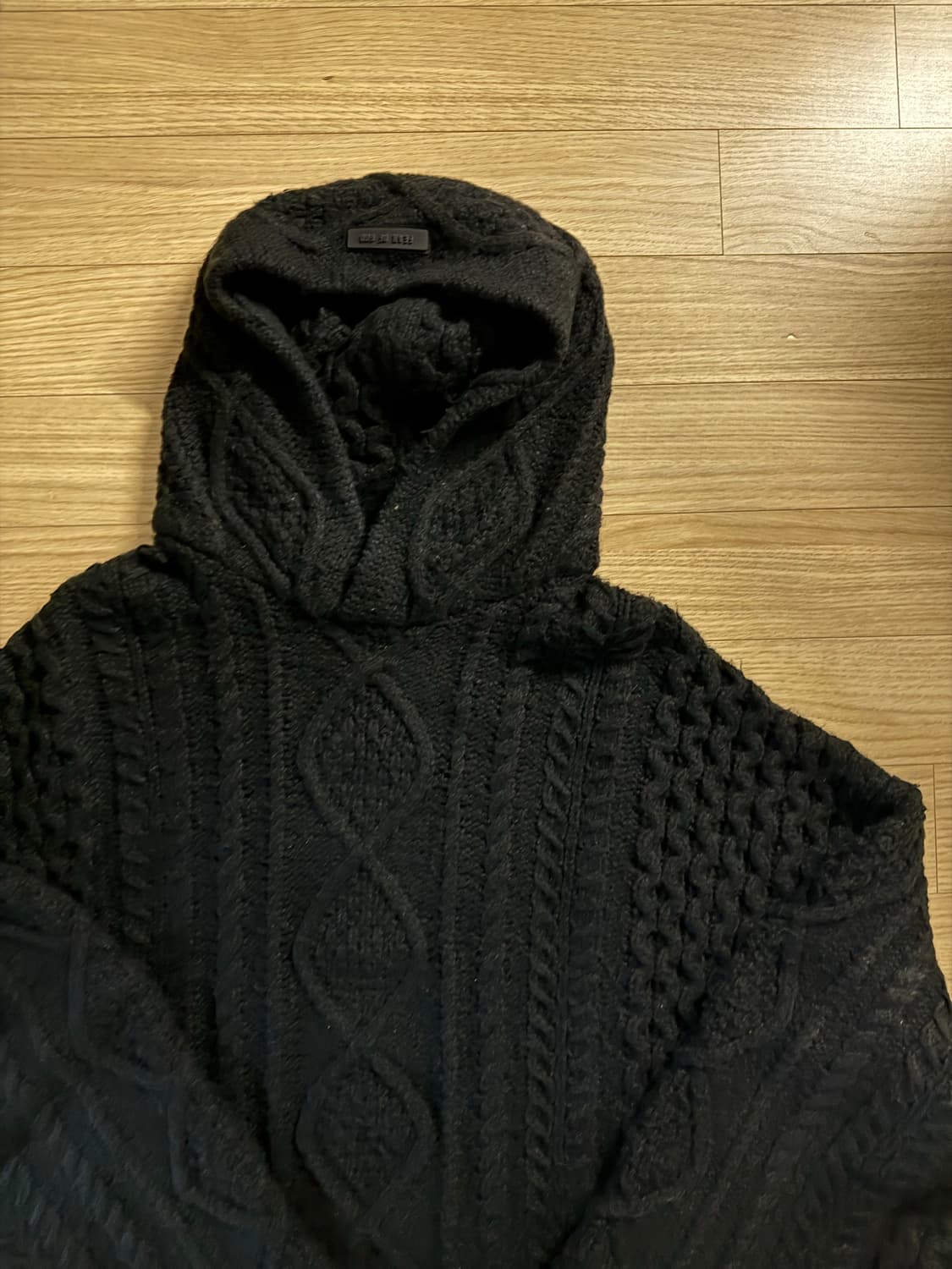 피어오브갓 (에센셜) 케이블 니트 후드 블랙 XL 상품이미지5