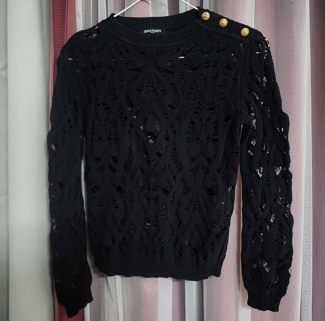 [정품] 급처 발망 프리스틴 크로셰 뜨개질 디스트로이드 코튼 니트 상품이미지4