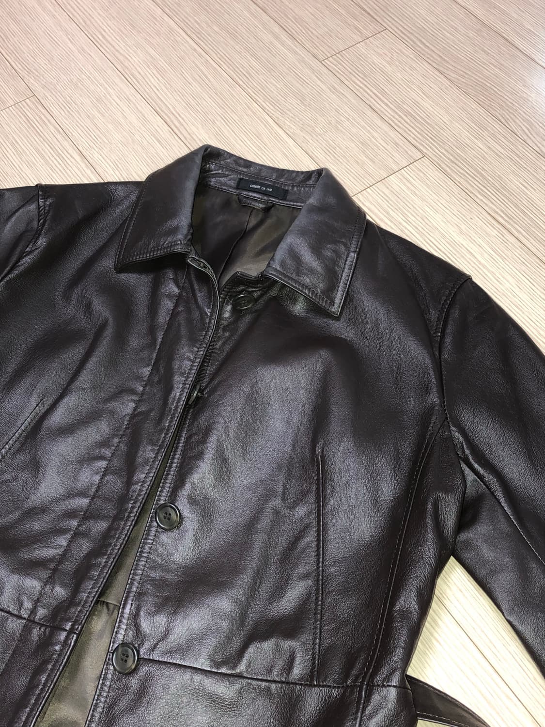 L 히든버튼 돼지가죽 자켓 벨트포함 상품이미지3