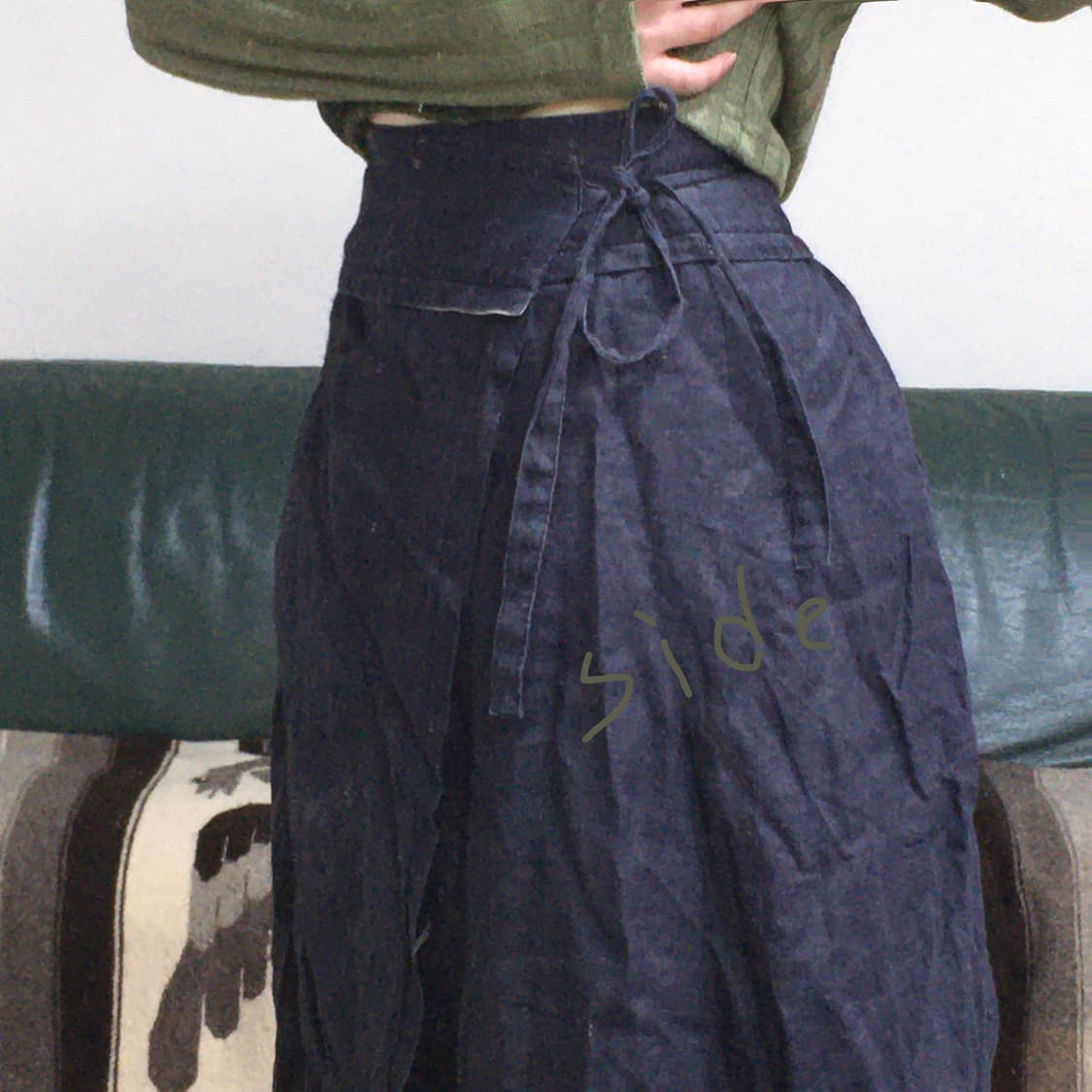 투티/0159 린넨 랩스커트 미디 모리걸 아메카지 상품이미지1