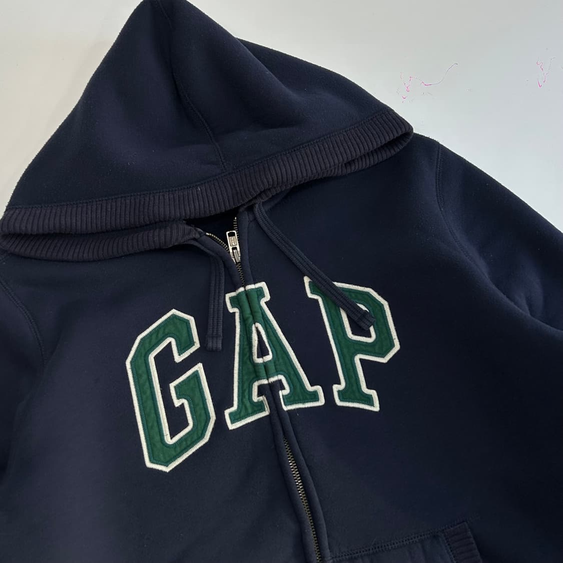 Gap 갭 그린 로고 네이비 퍼안감 후드집업 상품이미지4