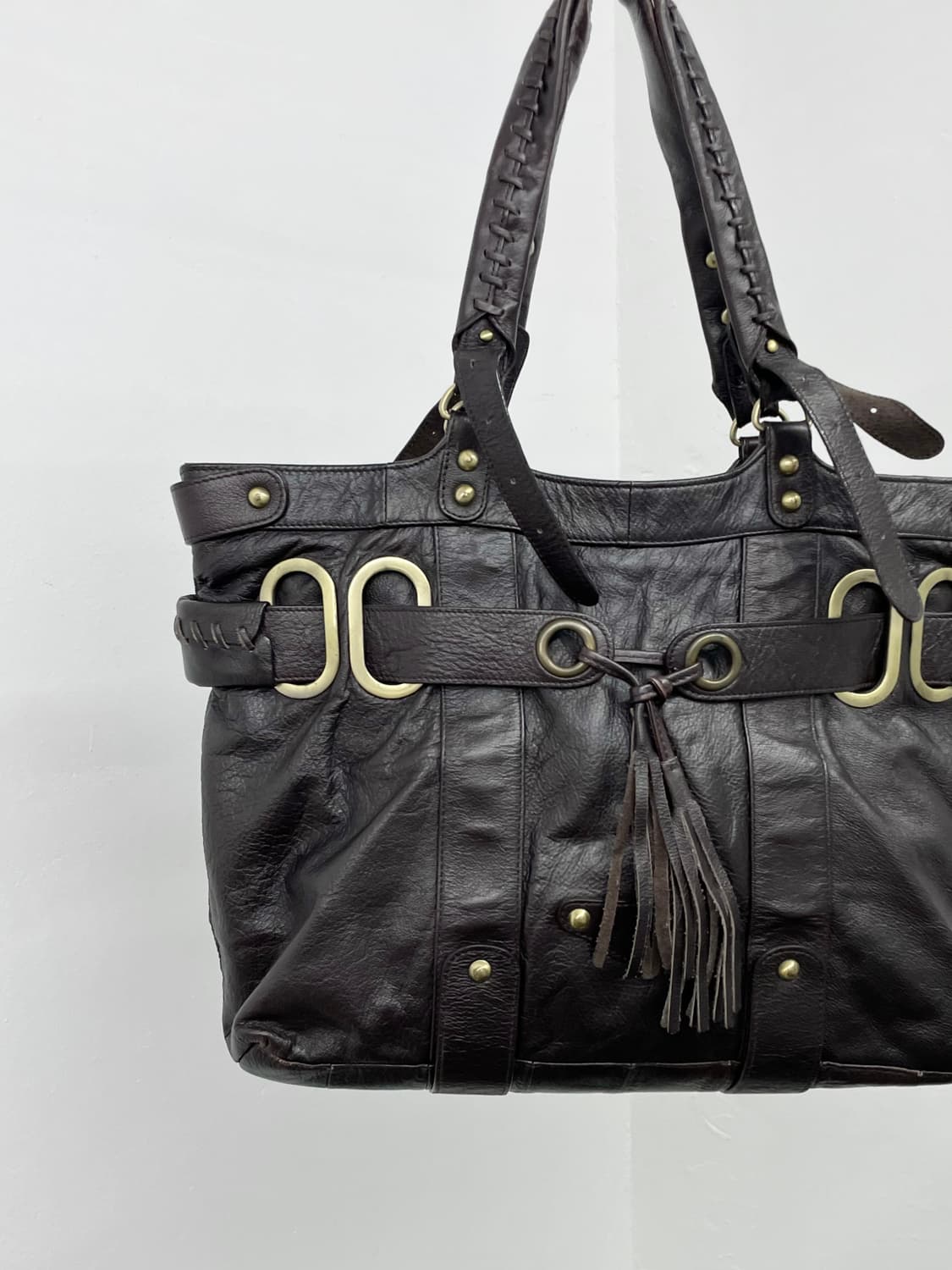 브라운 y2k 스터드 태슬 숄더백 상품이미지6