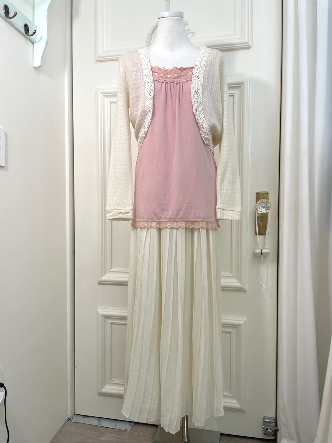 ivory pleats basic banding long skirt 상품이미지6