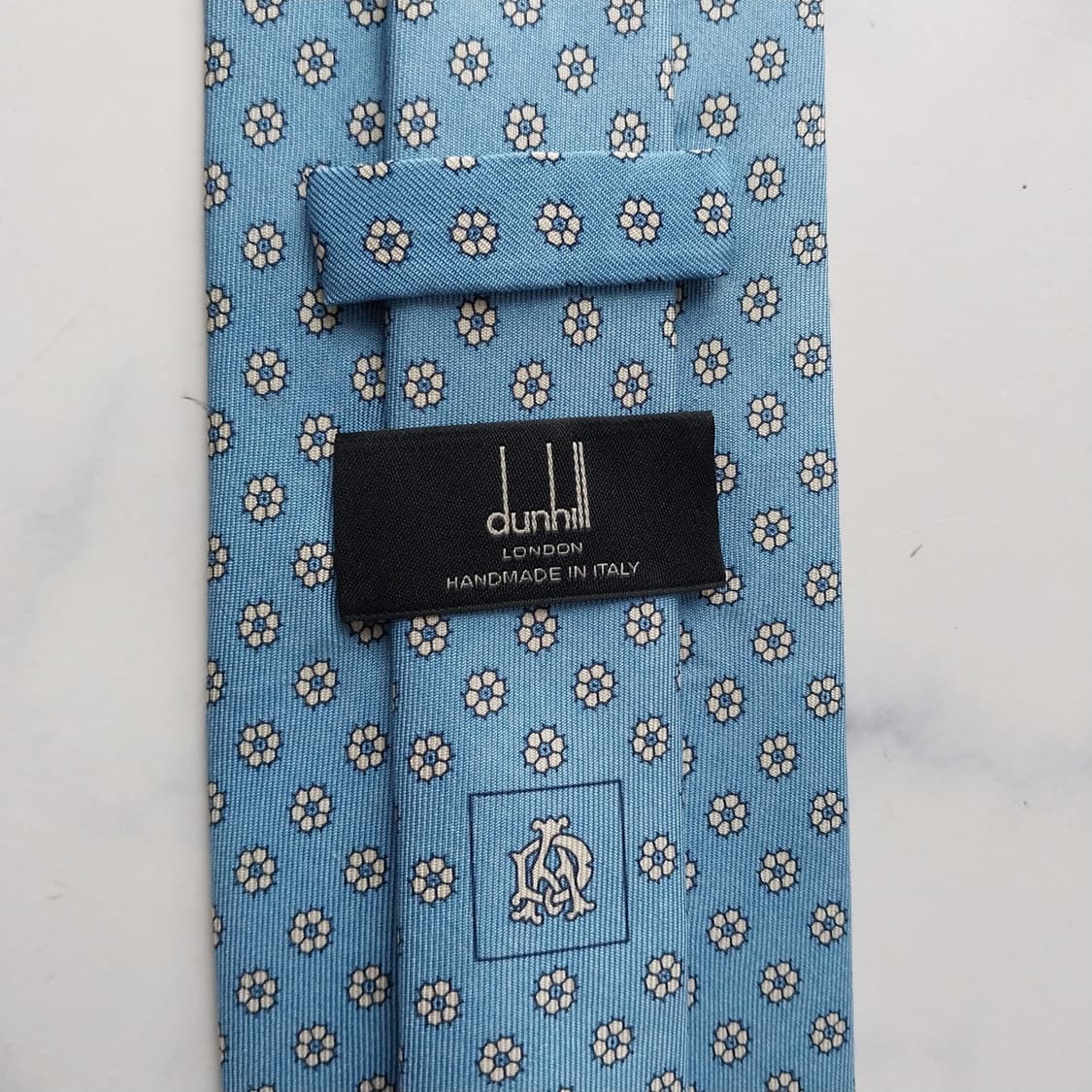 던힐 실크 스카이블루 플라워 넥타이 8.2cm A+등급 K2521 상품이미지9
