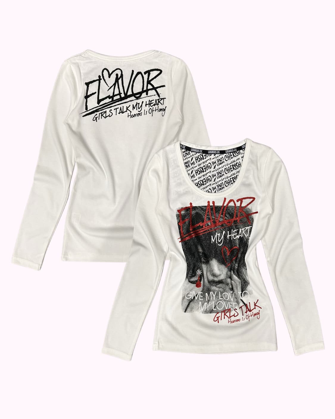 y2k girl printing white t-shirt 상품이미지1