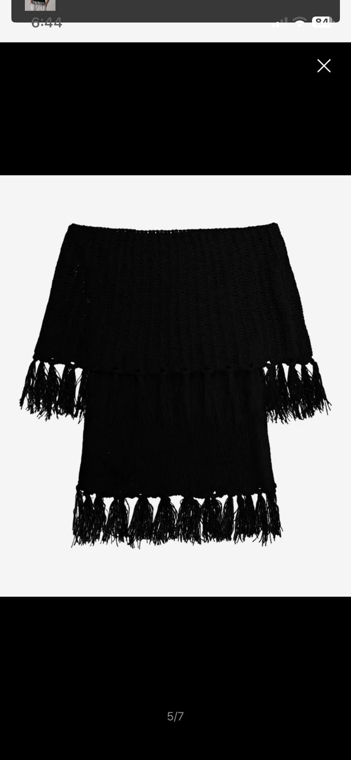 트리밍버드 테슬 오프숄더 니트 블랙 상품이미지5