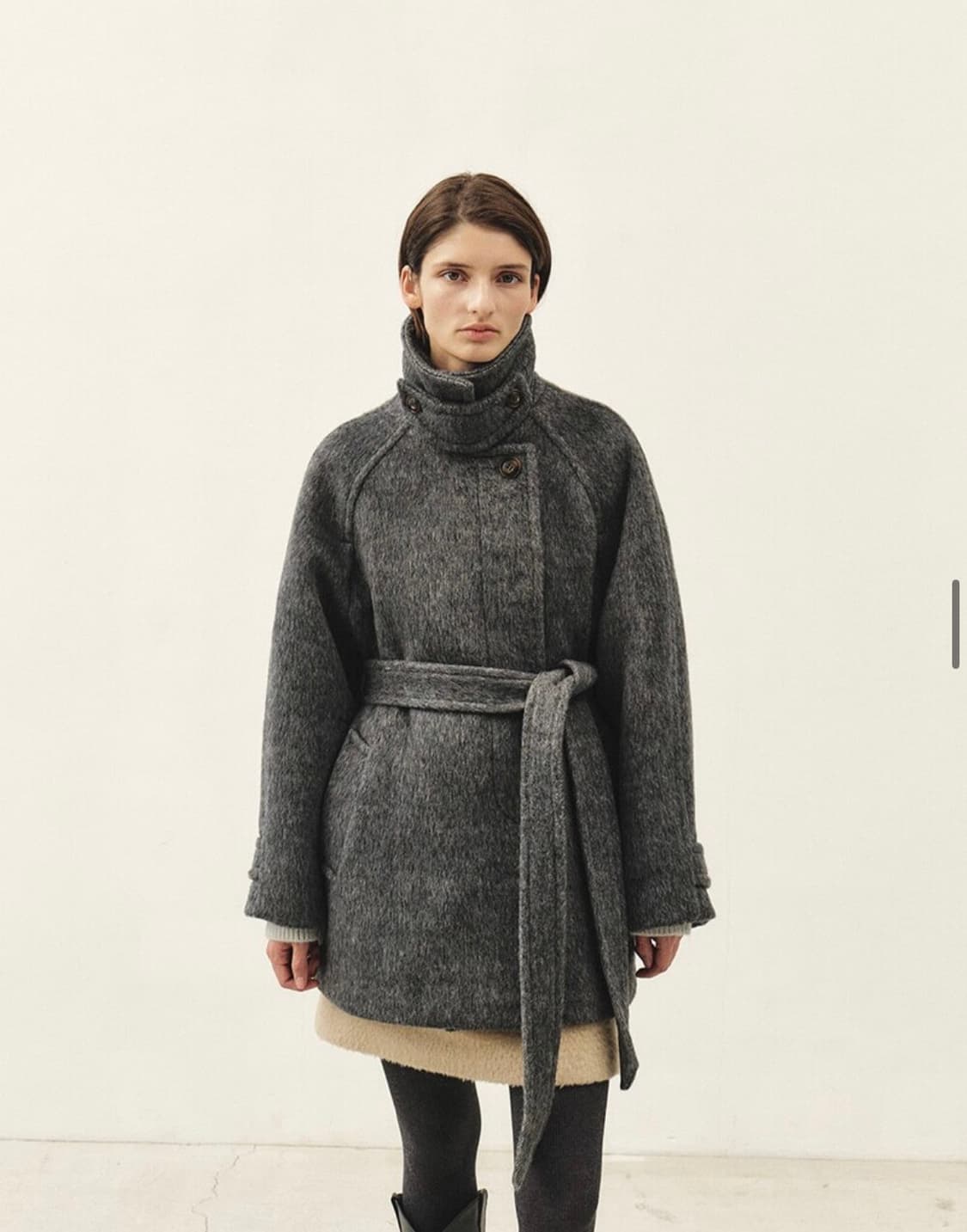 모한 카멜 하프코트 차콜 XS 상품이미지2