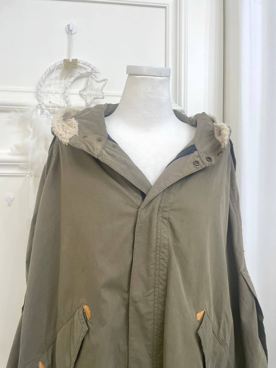 khaki pocket point hoodie cape outer 상품이미지5
