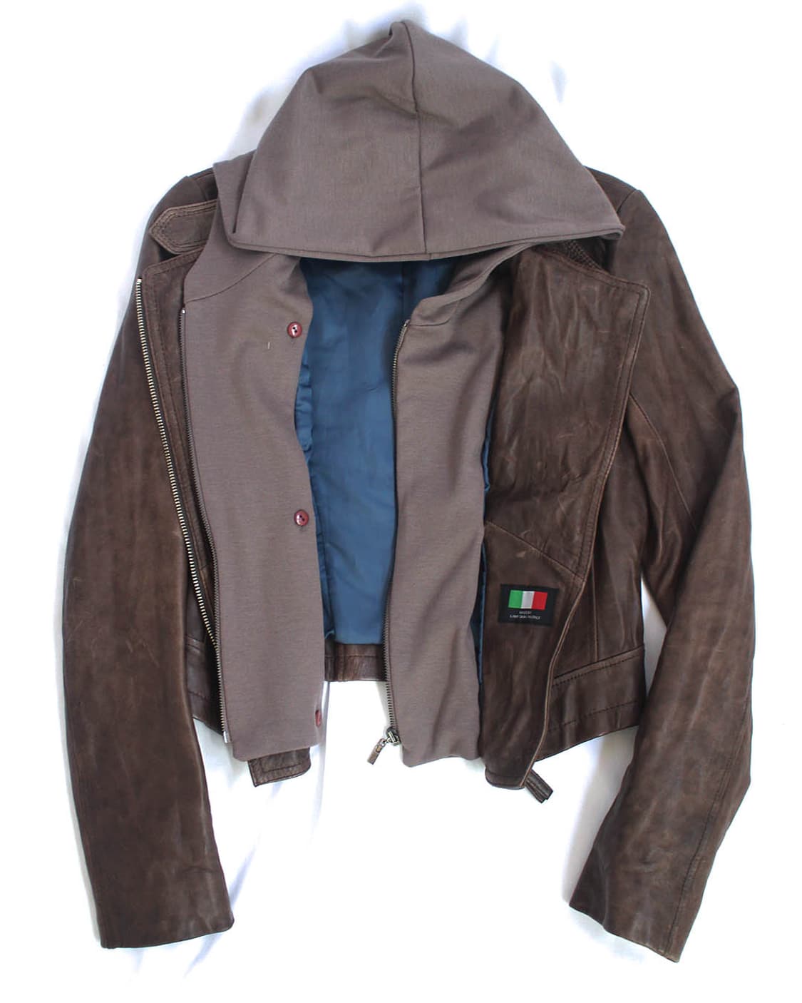 Italy-brown washed hood learher jacket 상품이미지4