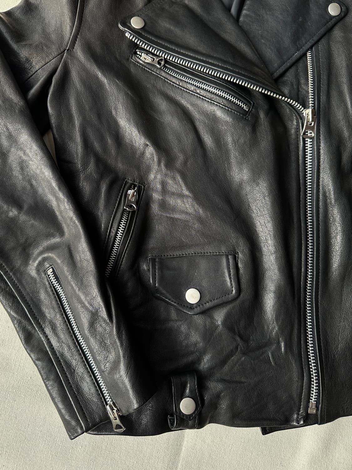 M Japanese vintage 양가죽 라이더 자켓 상품이미지5
