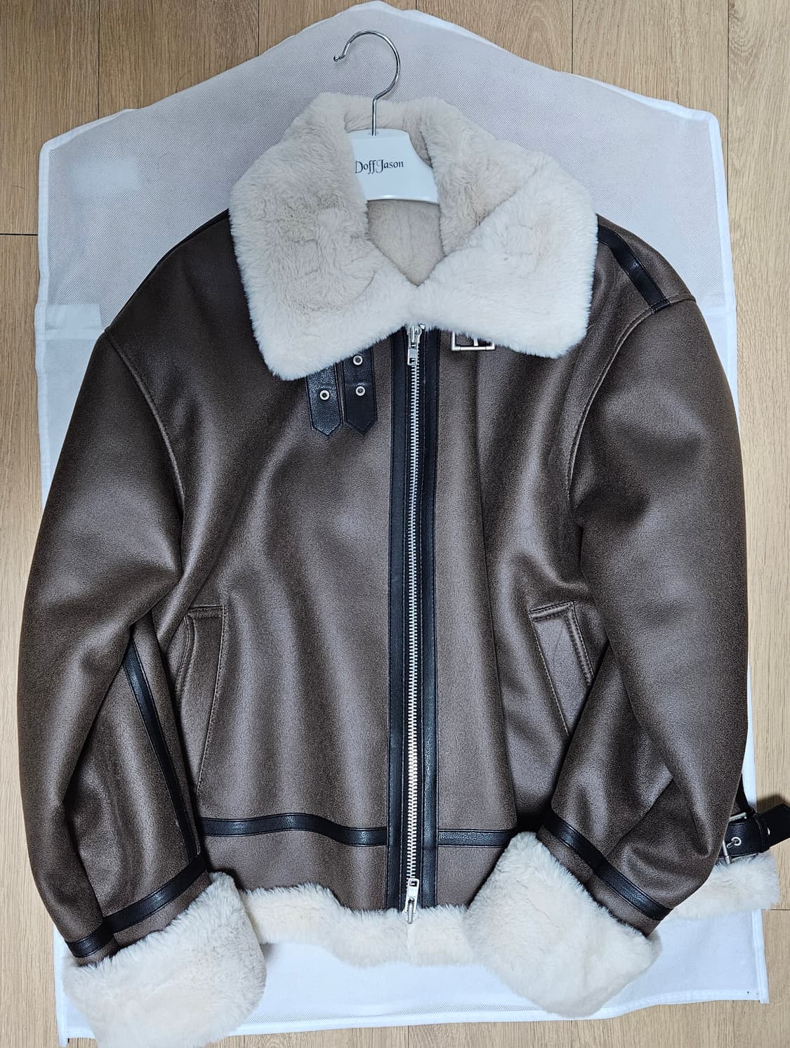 도프제이슨 무스탕 하이넥 레더 무톤 자켓 브라운 2xl xxl 상품이미지8