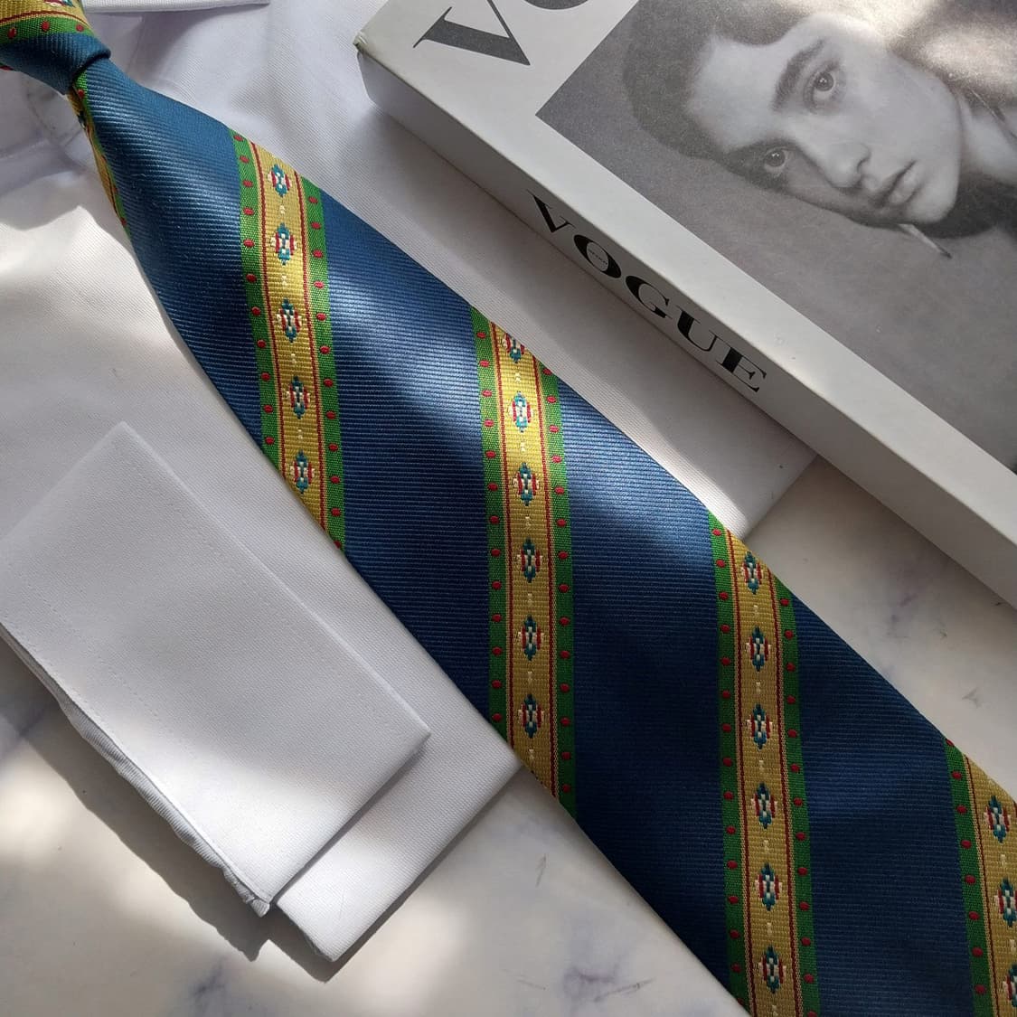 발렌티노 실크 블루 자카드 패턴 넥타이 9.6cm A+등급 K2581
 상품이미지6