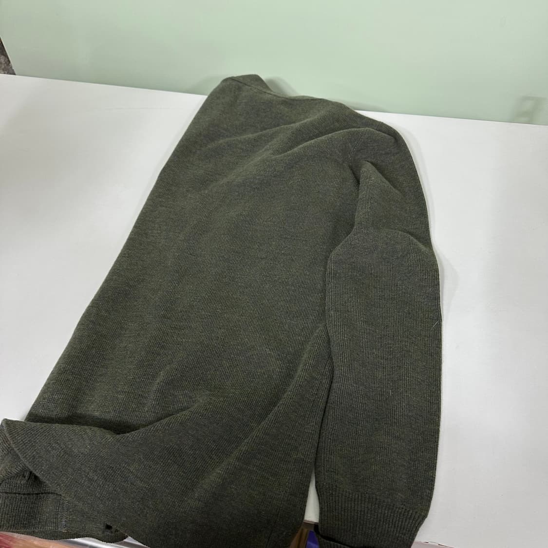 우먼M-L 폴로 랄프로렌 카키 염소가죽패치 메리노울 가디건 상품이미지5