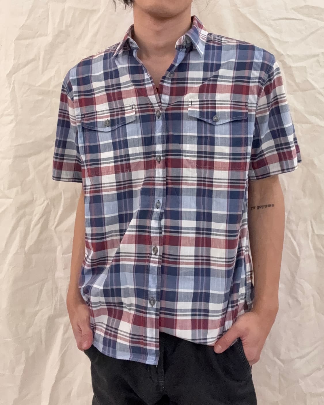 에디바우어 블루 체크 반팔 셔츠 상품이미지5