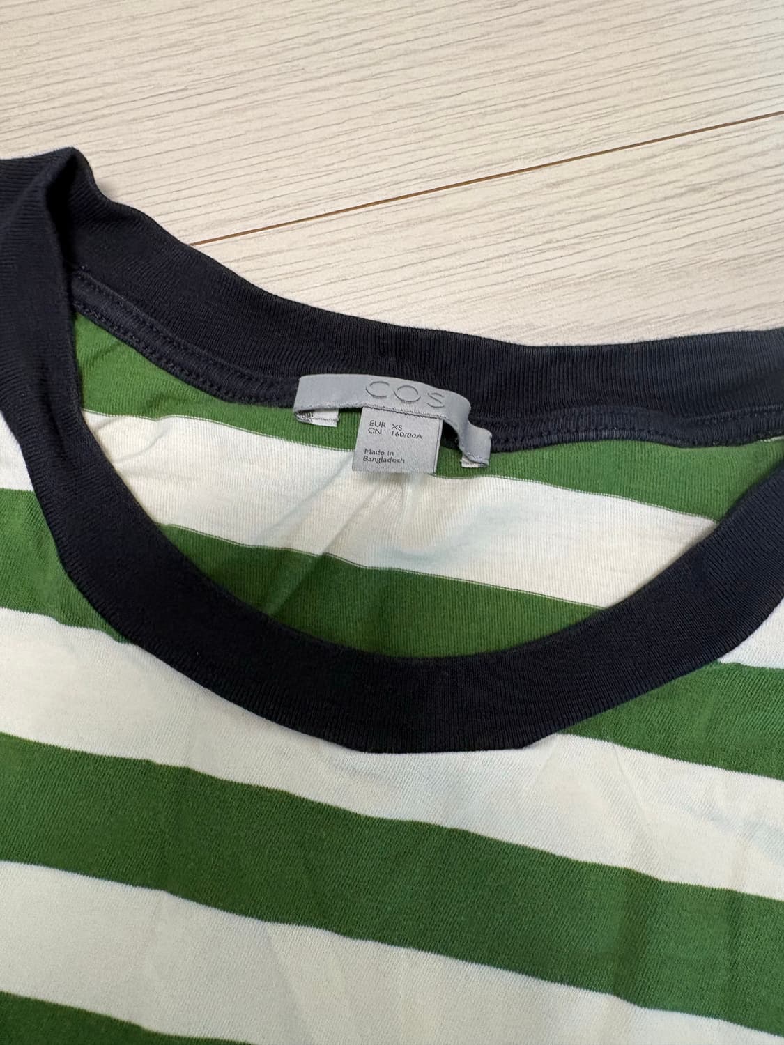 COS 코스 기본 반팔 티셔츠 스트라이프 그린 XS 상품이미지2
