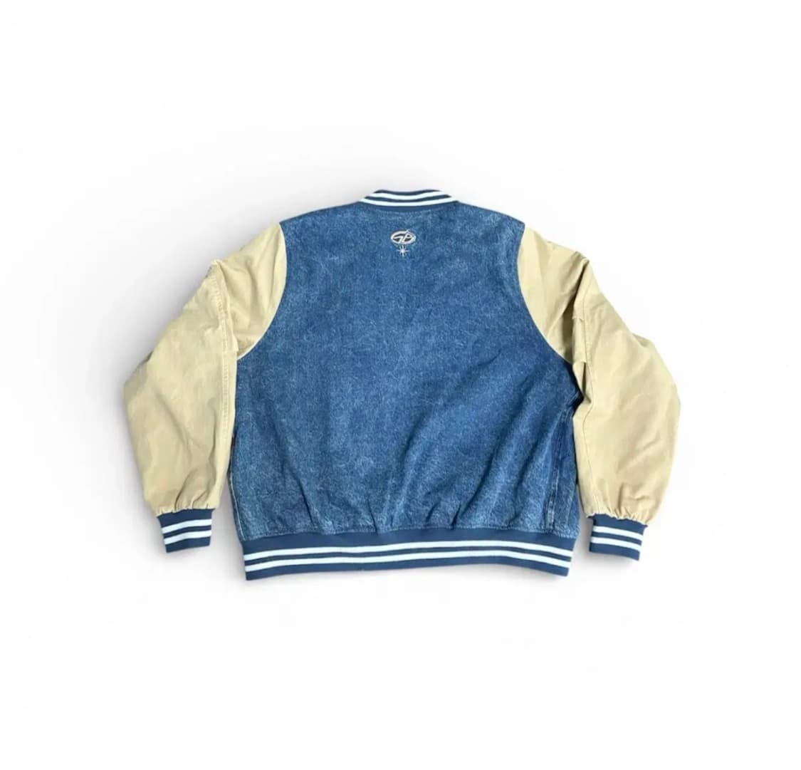 구빈 오버 패치 데님 바시티 자켓  베이지 상품이미지2