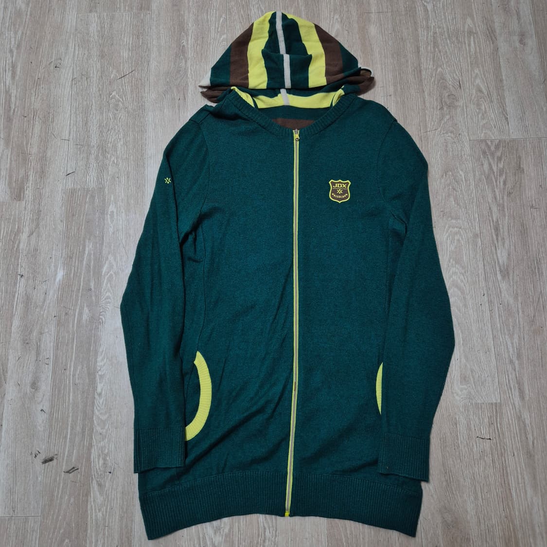 JDX 여성 골프웨어 자수 로고 와펜 후드 니트집업 L(100) 상품이미지1