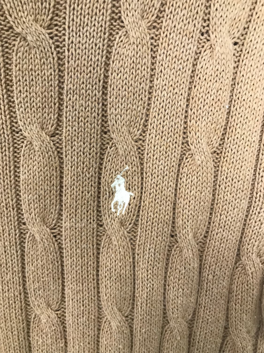 폴로 랄프로렌 QR 신형 베이지 꽈배기 반팔 니트 상품이미지3