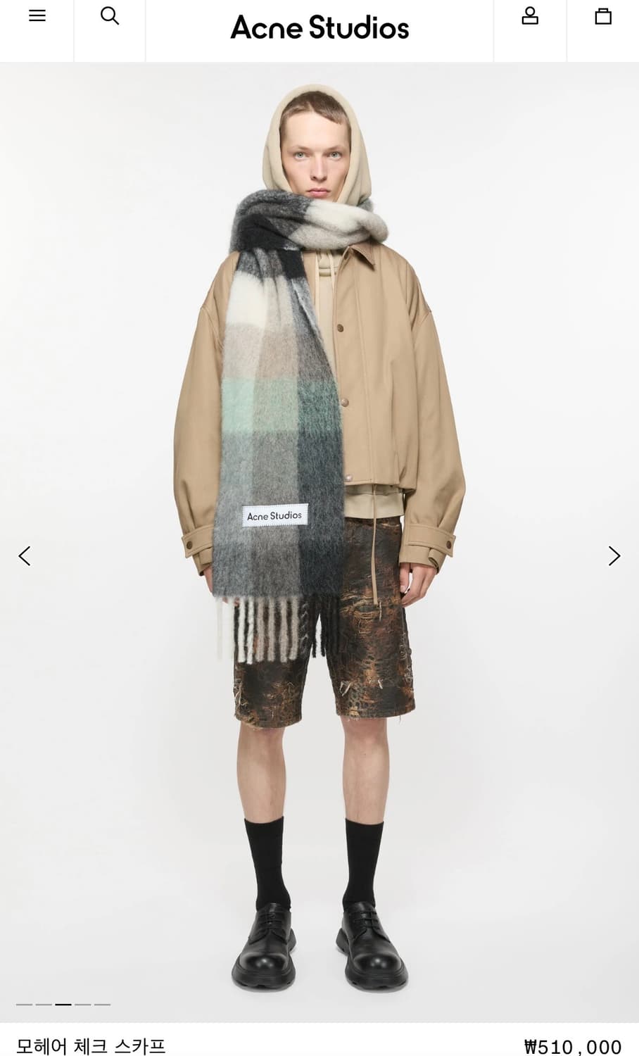 아크네스튜디오 체크 머플러 그레이 상품이미지8