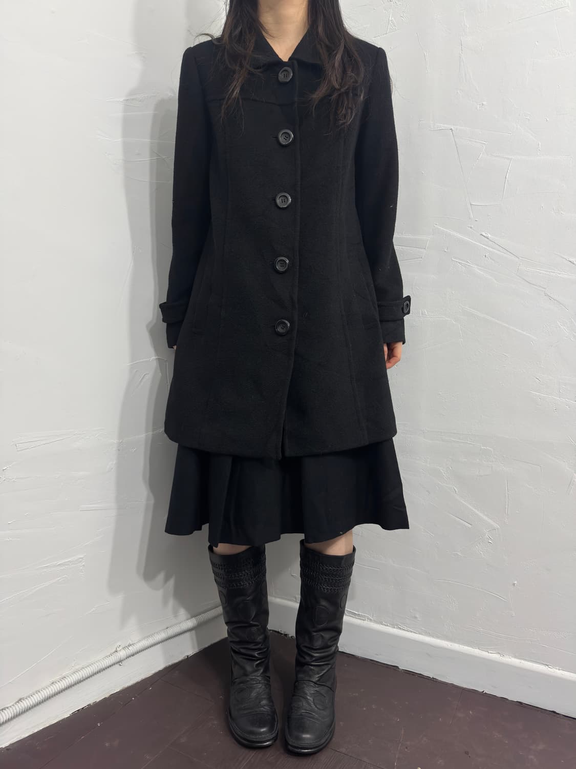persodea black button coat 상품이미지1