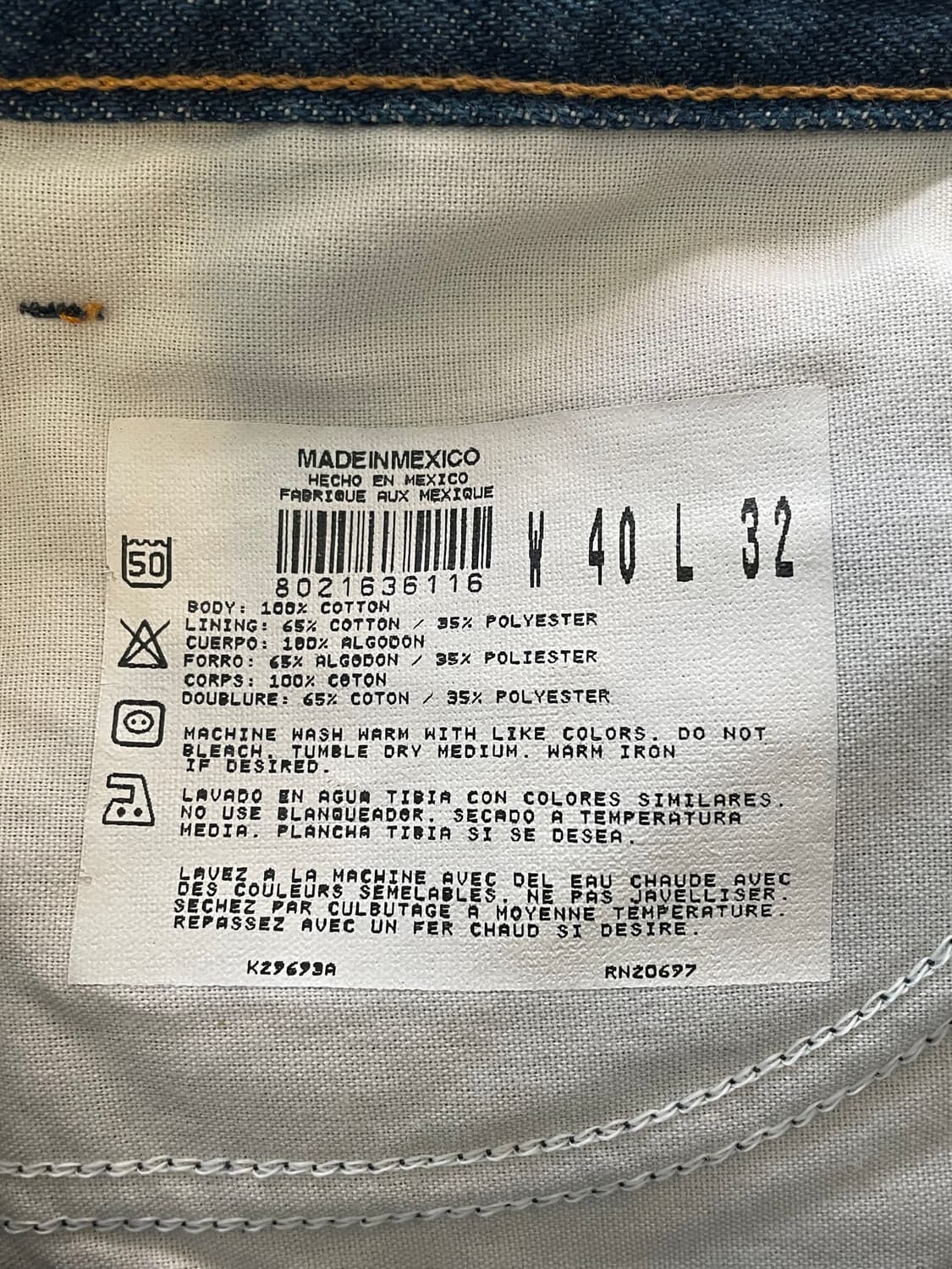 디키즈 플란넬 안감 데님팬츠 청바지 상품이미지3