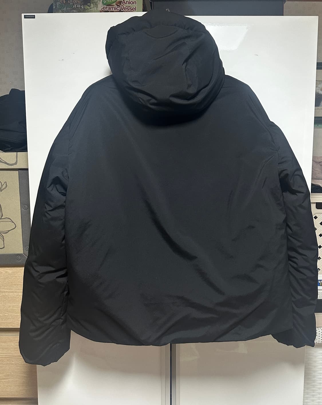 무탠다드 미니멀 후디드 다운 숏패딩 블랙m 상품이미지3