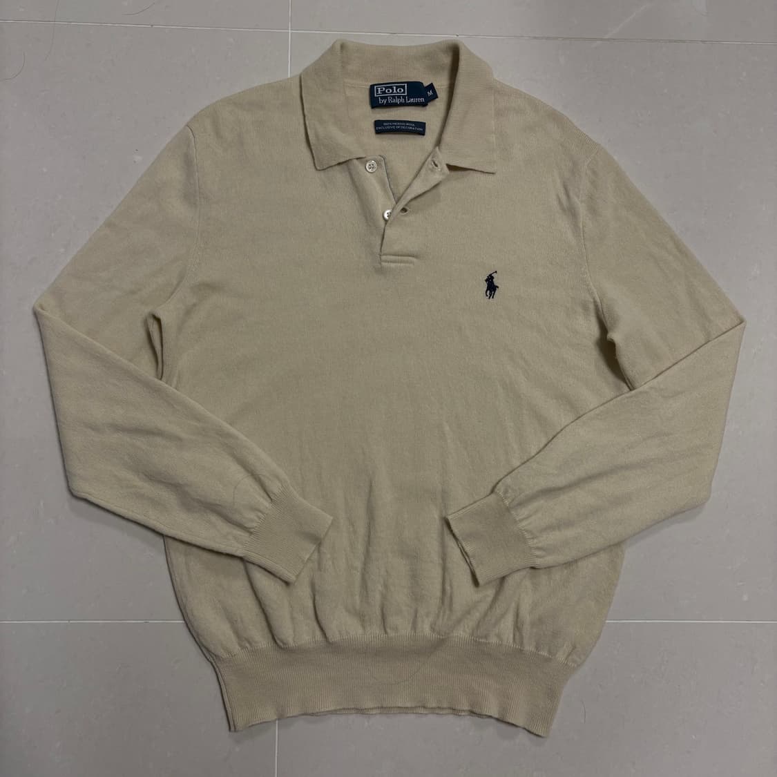 정품 폴로 랄프로렌 메리노 울 베이지 카라넥 니트 스웨터 상품이미지2