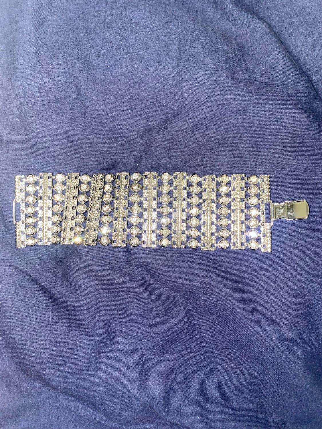 실버 큐빅 와이드 체인 팔찌/펑크 갸루 y2k 빈티지  상품이미지3