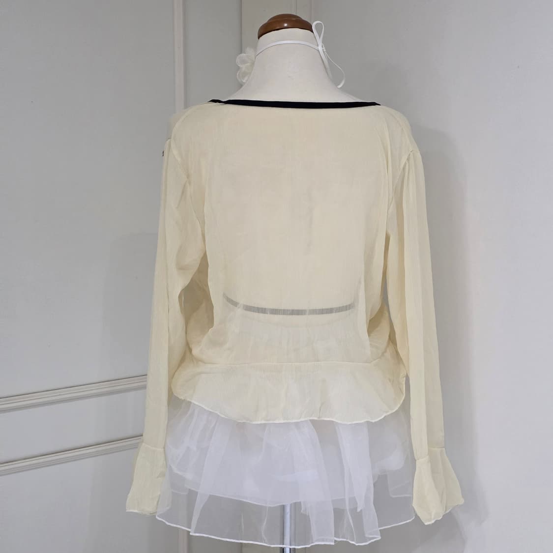 빈티지) 히메라떼갸루st 모리걸 셔링 시스루 로맨틱 끈 볼레로가디건 상품이미지2