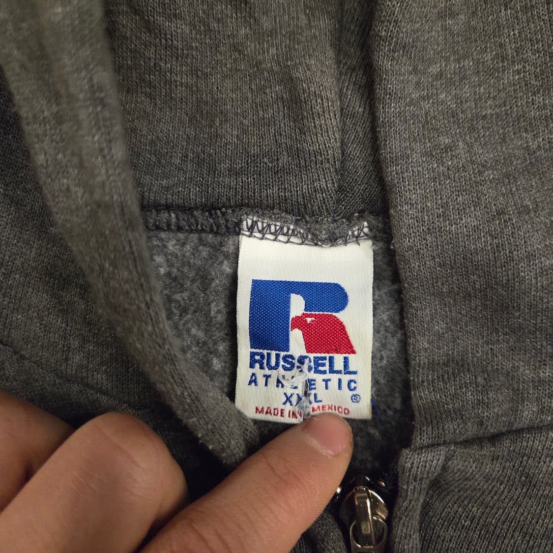 90s 빈티지 러셀 후드집업 다크그레이 XXL 상품이미지5