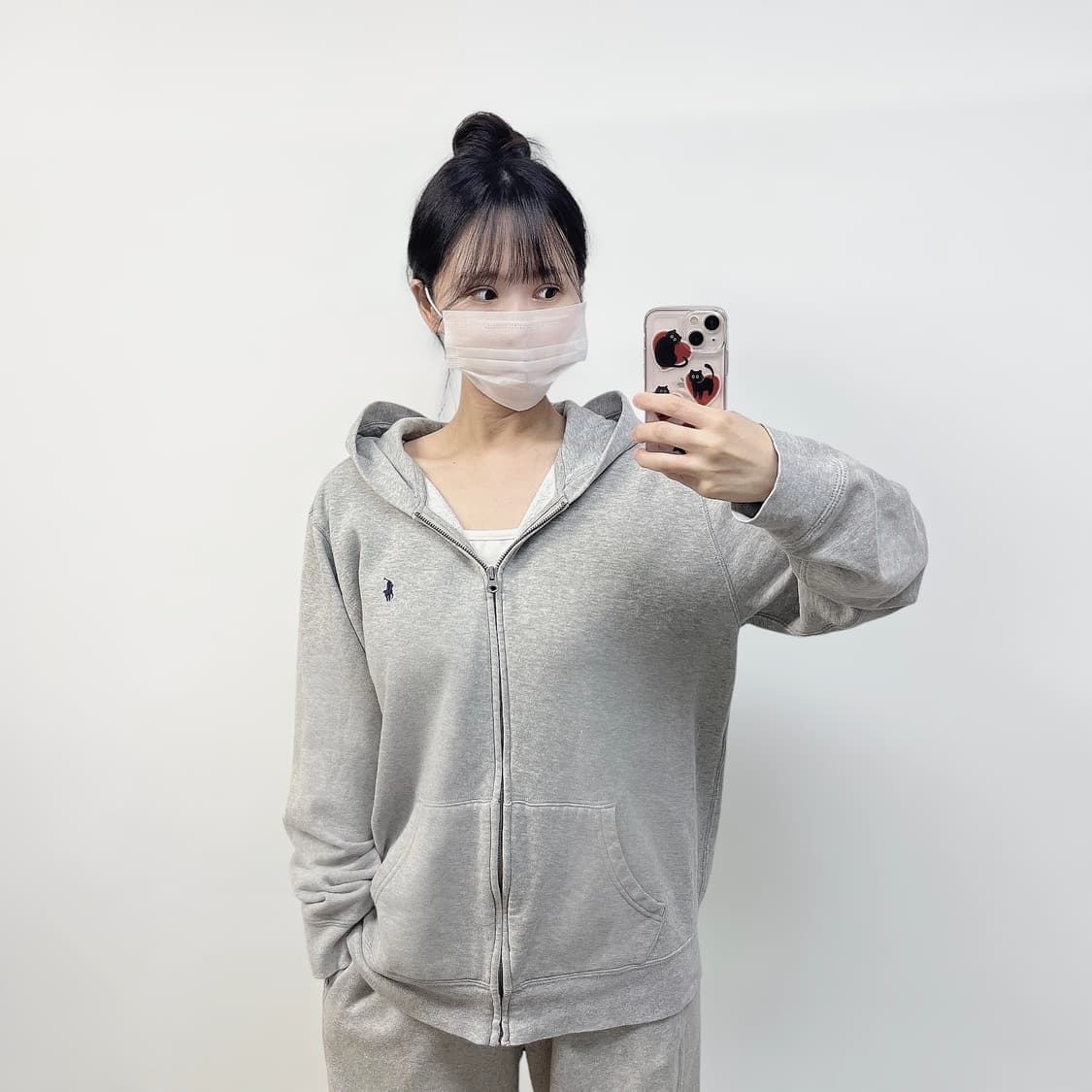 폴로 랄프로렌 포니 로고 후드집업 그레이 상품이미지1