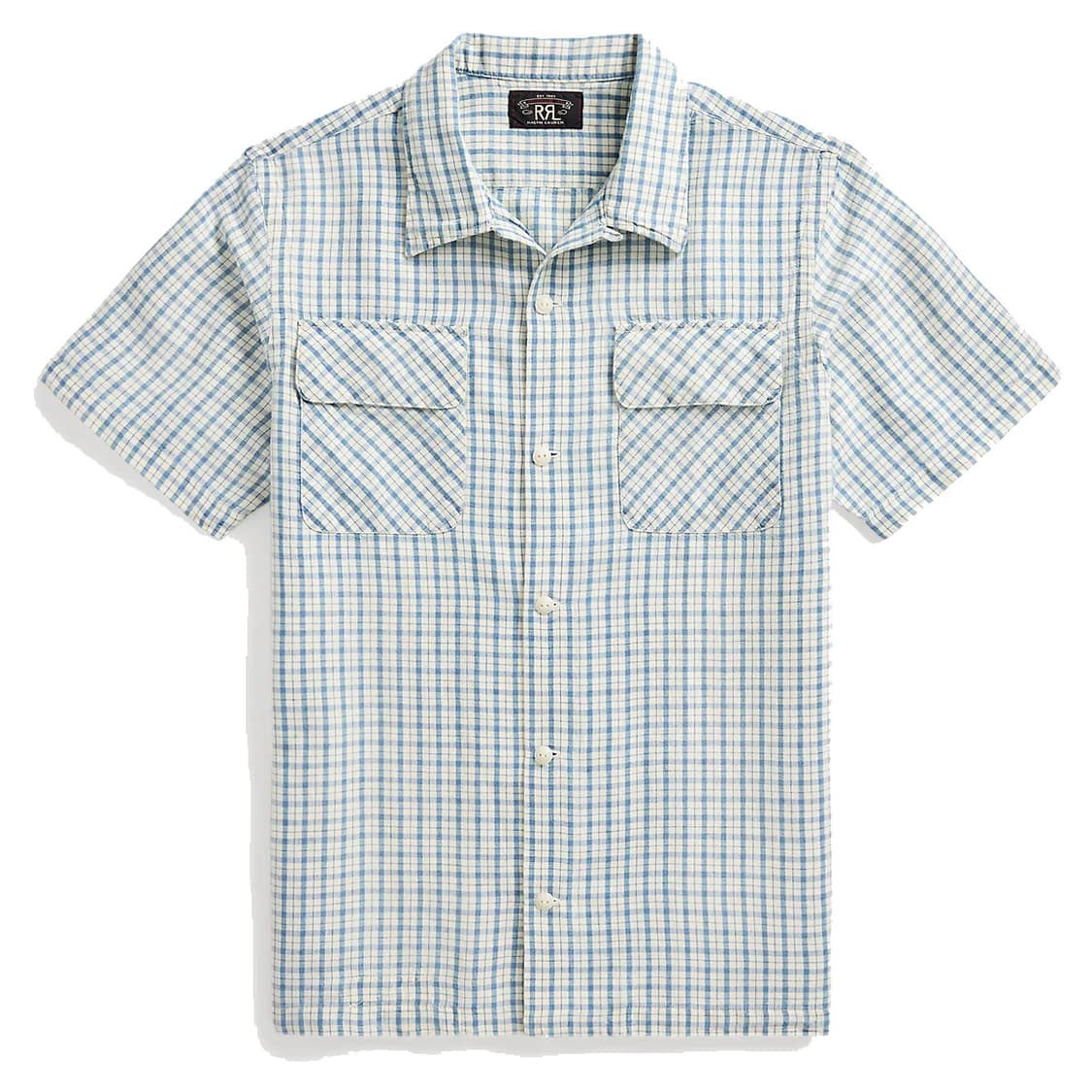 RRL 인디고 체크 린넨 캠프 셔츠 M 상품이미지3
