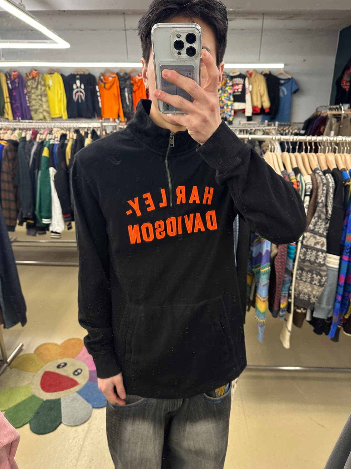 할리 데이비슨 반집업 블랙 맨투맨 L 상품이미지1