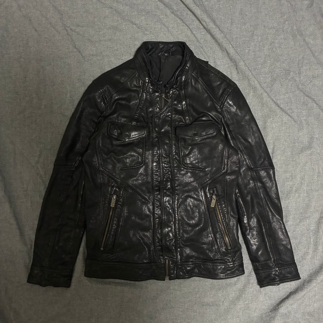 블랙 레더 양가죽 라이더 자켓 상품이미지6